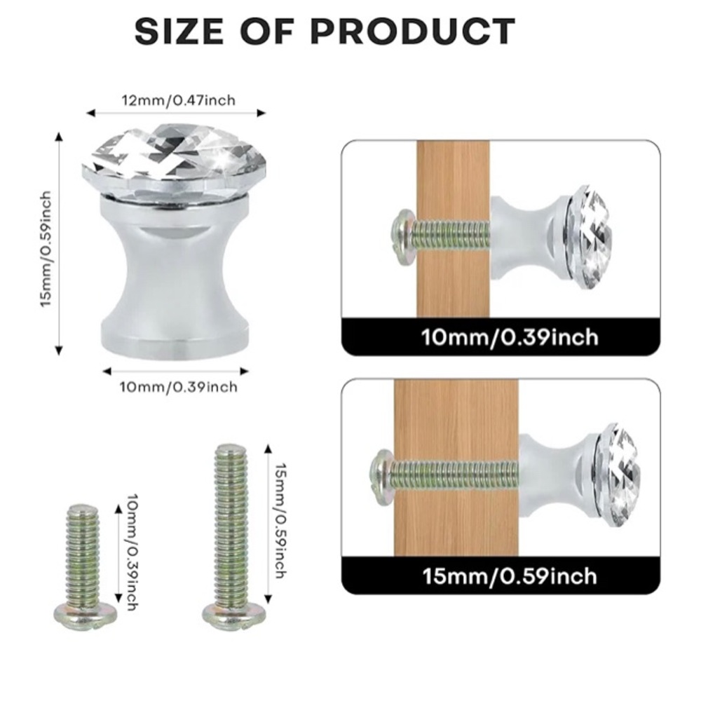 Crystal Glass Cabinet Knobs - Picture 2 of 7
